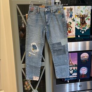 Polo Ralph Lauren Blue Straight Leg Jeans with Embroidery